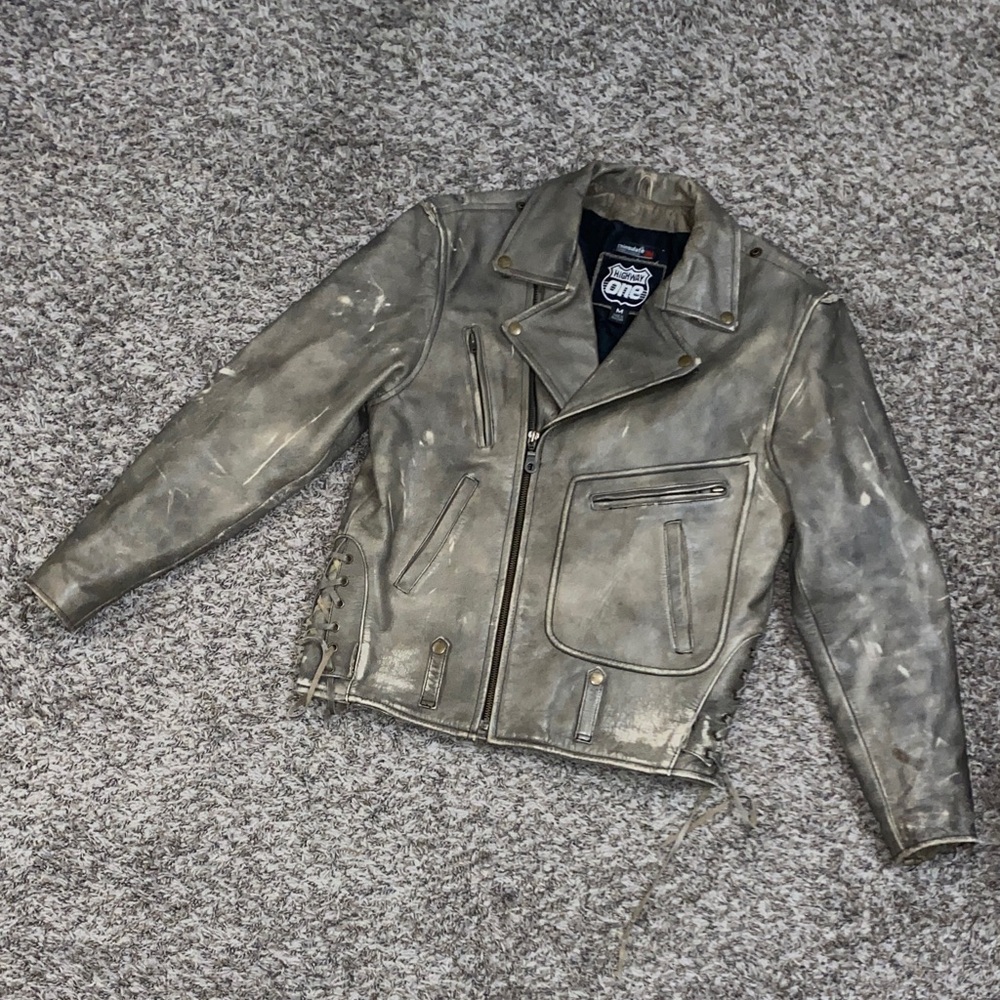 Men's Gray Leather Jacket